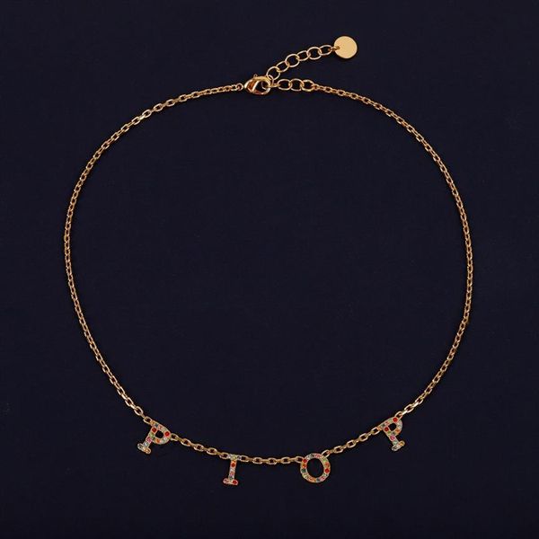 

fashion initial letter choker necklace bijoux cuban link iced out pendant necklace for womens party wedding lovers gift jewelry wi222i, Silver