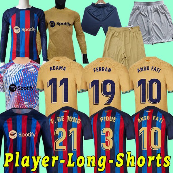 

fans player version ansu fati pedri soccer jerseys 22 23 lewandowski memphis gavi adama ferran raphinha 2022 2023 barcelonas f. de jong dest, Black;yellow