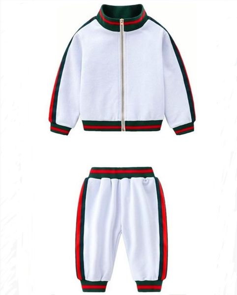 

new arrivals spring autumn baby boys girls tracksuits kids zipper jacketspants 2pcs sets boys sportswear outfits children suit3132648, White