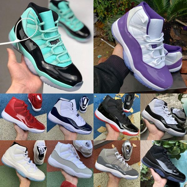 

basketball shoes designer sneakers trainer blue yellow white metallic silver black purple lakers 2022 11 bred legend 25th anniversary 11s