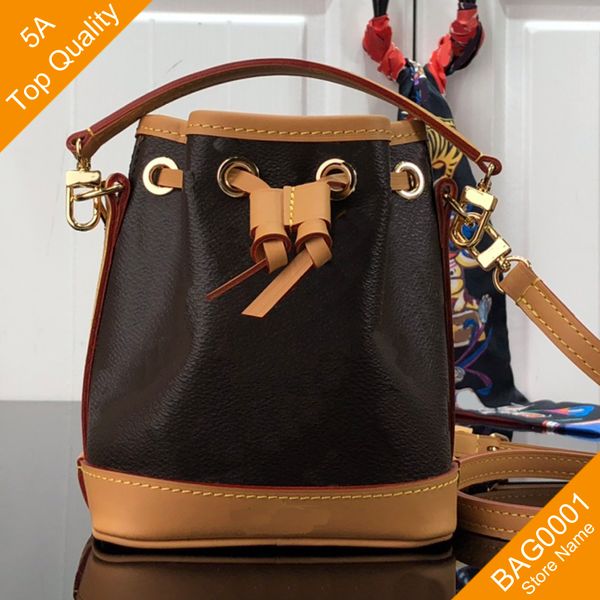 

bucket bags nano mini drawstring women m81266 soft leather hand gradient light weight casual fresh messenger with b331 b376 5a quanlity bag0, Black