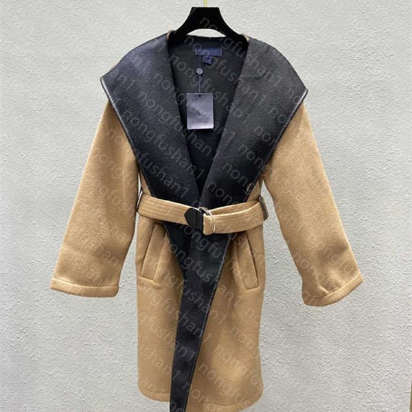 

womens cape boutique trench coat hooded tunic jackets with belt long-sleeved winter clothe cloak coats temperament outerwear shawl christmas, Black