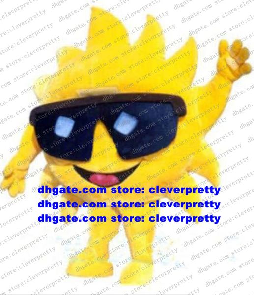 

long fur yellow mr sun mascot costume cartoon character outfit suit wedding marriage annual dinner zx52, Red;yellow