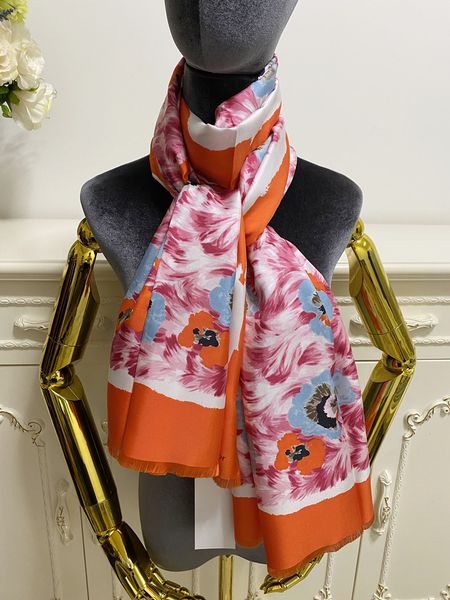 

women's scarf 100% twill silk material print letters flowers pattern beautiful scarves shawl size 180cm -65cm, Blue;gray
