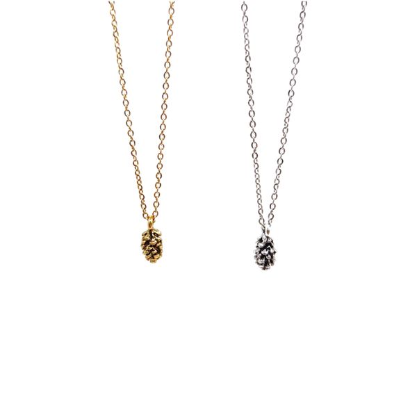 

fashion stereoscopic pinecone ball pendant necklaces retro punk stainless steel collarbone necklaces jewelry wholesale, Silver