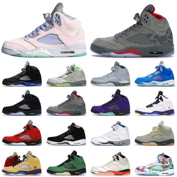 

men basketball shoes 5 5s easter shattered backboard bluebird green bean what the oreo mens trainers sports sneakers, Black