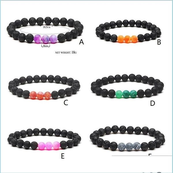 

charm bracelets fashion weathering colorf agate 8mm black lava stone beads bracelet essential oil per diffuser bracelets yoga jewelr dhtmc, Golden;silver
