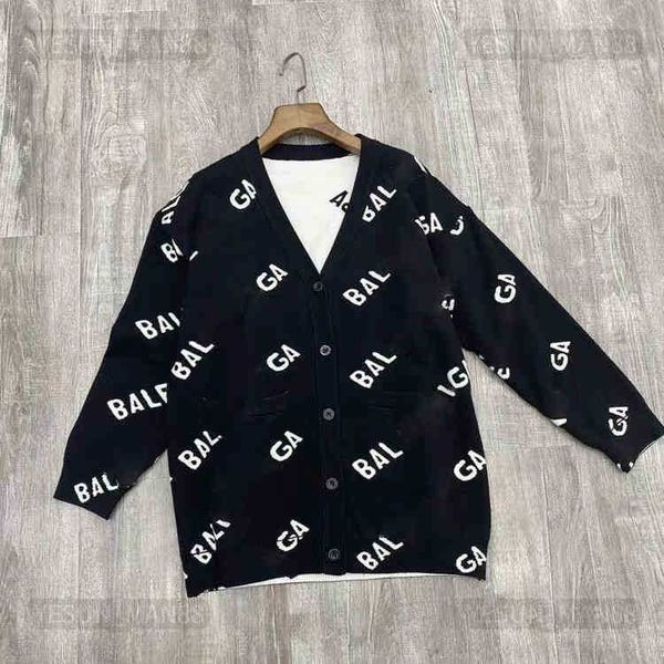 

woman sweater designer luxury paris balencigas classic coat autumn and winter fashion letter printed loose knitwear shirts cardigan knitteds, White;black