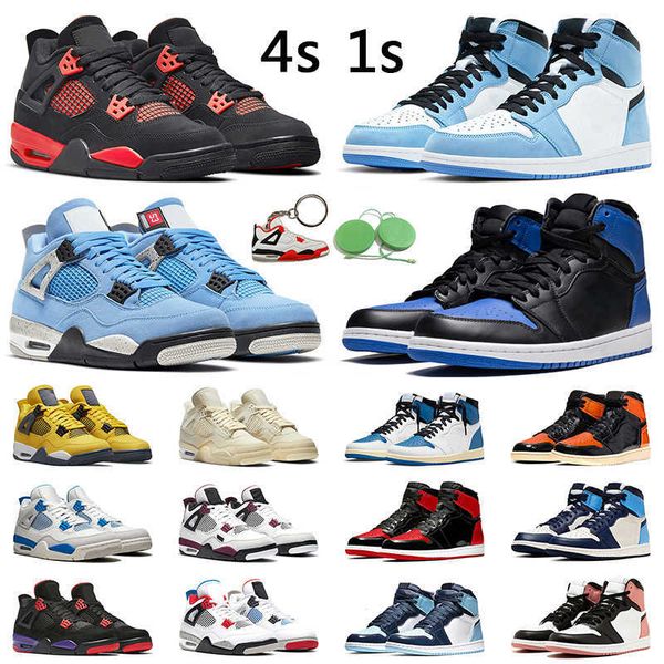 

jumpman4s basketball shoes university blue red thunder white oreo men women royal mocha bred toe bordeaux obsidian mens trainer, Black