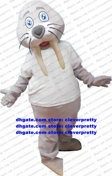 

mascot costume walrus sea elephant seal sea ox lion cartoon character people wear them business street zx1458, Red;yellow