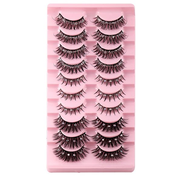 

multilayer thick diamond false eyelashes with glitter powder naturally soft and delicate hand made reusable curly sequined mink fake lashes