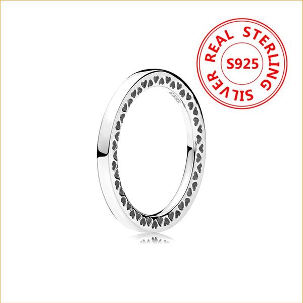 

925 sterling silver band ring for pandora silver jewelry heart shaped hollow out rings for women men298y