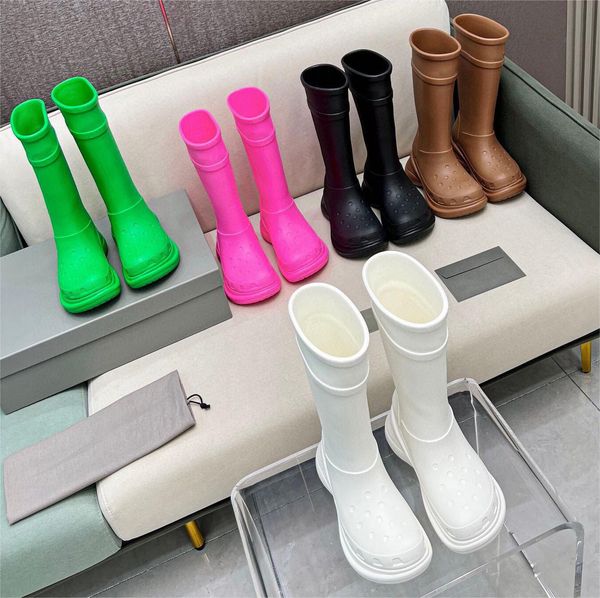 

women designer boot croc boots rain rubber winter rainboots platform ankle slip-on half pink black green focalistic outdoor luxury size 35-4