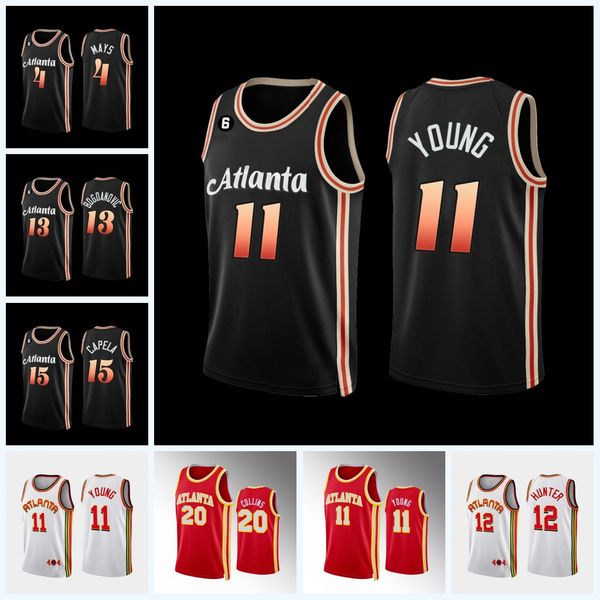 

atlantas 2022 city basketball jerseys hawks trae 11young john collins clint capela bogdan bogdanovic dejounte murray de'andre 12hunter, Black;red