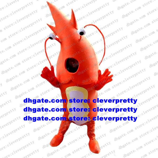 

orange shrimp prawn lobster crayfish langouste mascot costume cartoon character outfit suit welcome newcomers zx1, Red;yellow