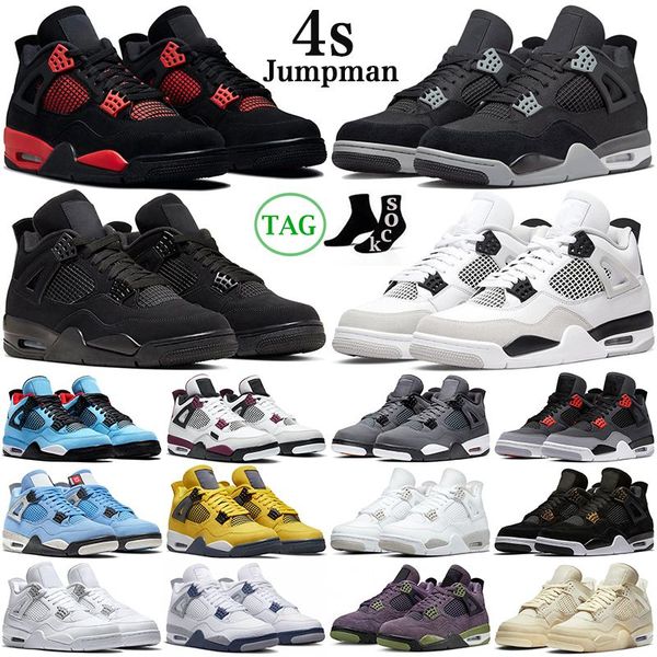 

jumpman j4 black cat basketball shoes mens sneakers military sail cactus jack university blue red thunder green bean bred cool grey playoffs