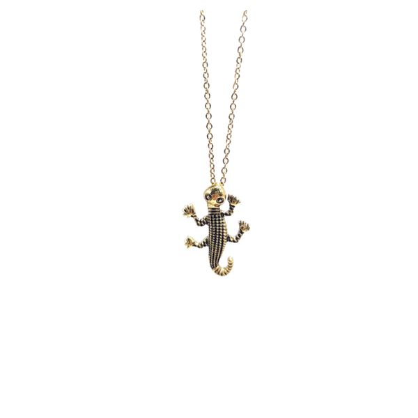 

fashion stereoscopic gecko pendant necklaces retro wind punk stainless steel collarbone necklaces jewelry wholesale wjzb, Silver