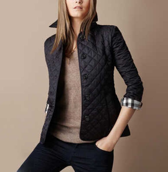 

wholesale- new women jacket winter autumn coat fashion cotton slim jacket british style plaid quilting padded parkas, Black;brown