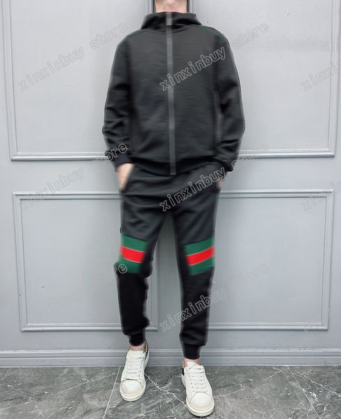 

xinxinbuy men designer coat jacket sets doule letter jacquard fabric emboss embroidery cotton long sleeve women green black m-3xl, Black;brown