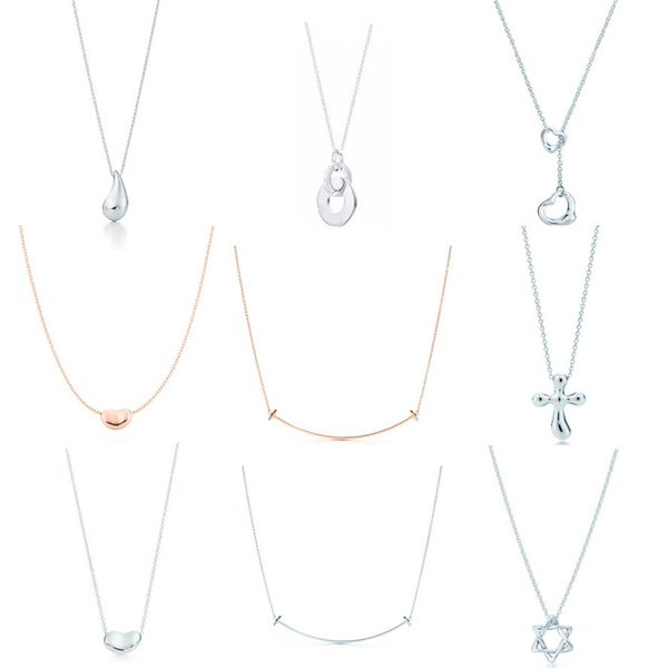 

new charm gift 925 sterling silver water drop pea pendant tif necklace cross smile sun necklace jewelry match world jewelry353u