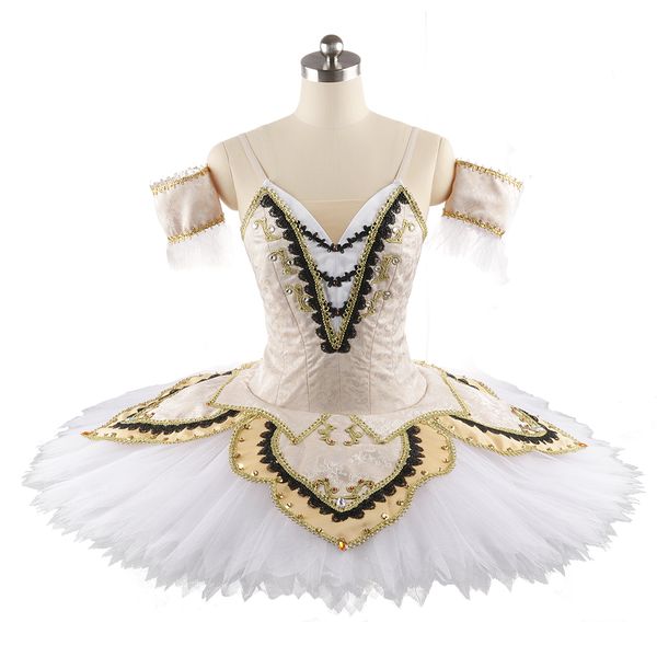 

professional ballet tutu paquita stage wear classical pancake girl ivory white competition costume non-stretchy ballet dress jn0106, Black;red