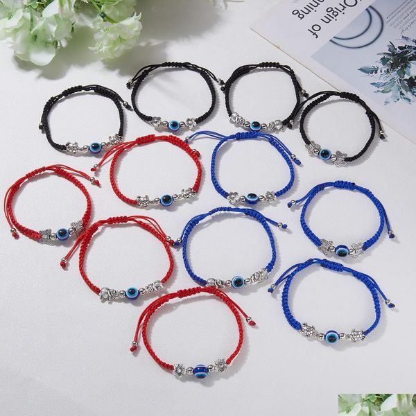 

charm bracelets blue evil eye charm braided rope chains bracelets for women men turtle elephant hamsa hand red string bangle fashion dhxvp, Golden;silver