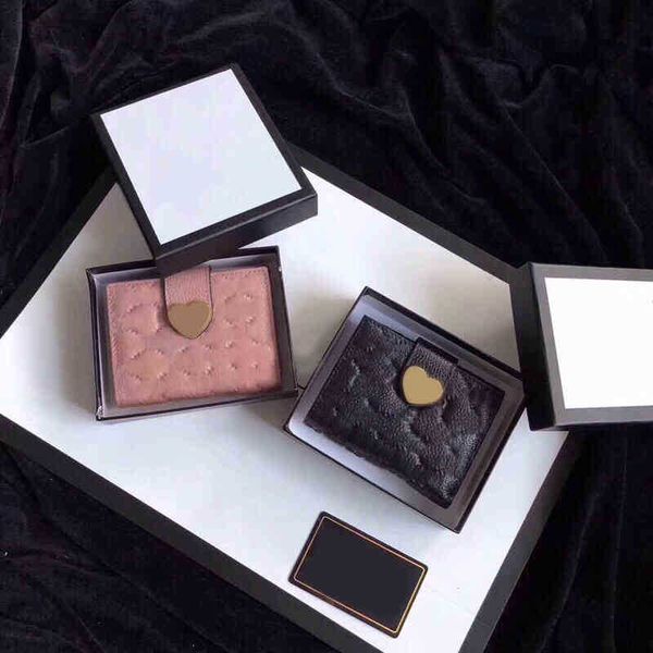 

shopping bags classic wallet women three-dimensional embossing leather luxury designer brand love buckle purses cute card holder 220325