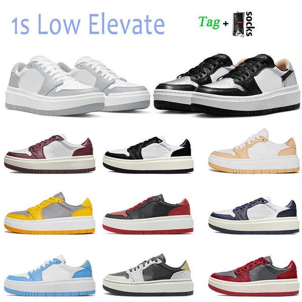 

1s elevate low platform casual shoes for women mens jumpman 1 wolf grey silver toe designer sneakers university blue black white onyx team