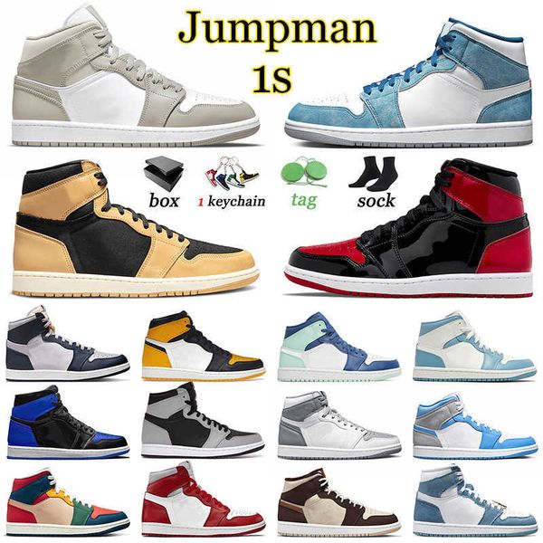 

classic 1 jumpman offs white basketballs shoes 1s sports yellow toe stealth sneakers stage haze trainers men women denim heirloom french 634, Black;white