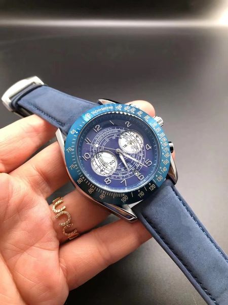 

2022 montre homme luxury brand men's watch frosted leather sports fashion leisure multi-function timing quartz watch
