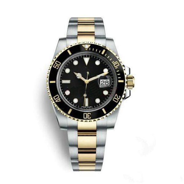 

fashion business automatic mechanical watch ceramic bezel black dial luminous stainless pointersteel solid strap2657, Slivery;brown
