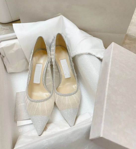 

elegant bridal wedding dress high heel sandals romy women's glitter mesh fabric luxury summer brand women's heels eu35-42, Black