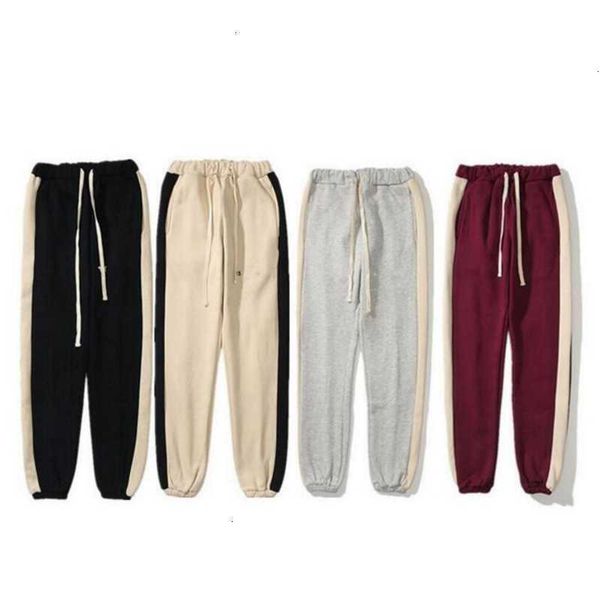 

reflective vintage high-quality ess jogging pants mens and womens sweatpants fashion trends designer slacks letter embroidery high street, Black