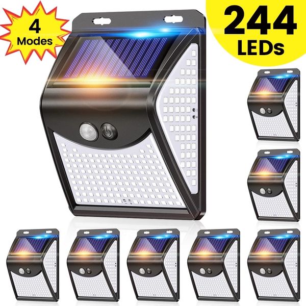 

led outdoor solar light with sensor motion powerful energy spotlight waterproof sunlight lamp for exterior wall garden decor