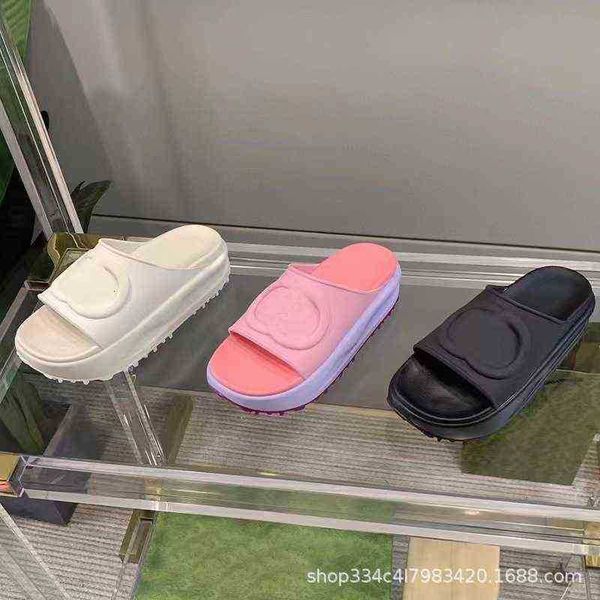 

family's flip g flops wear 2022 summer arone thick soled high fashion beach sandals for women, Black