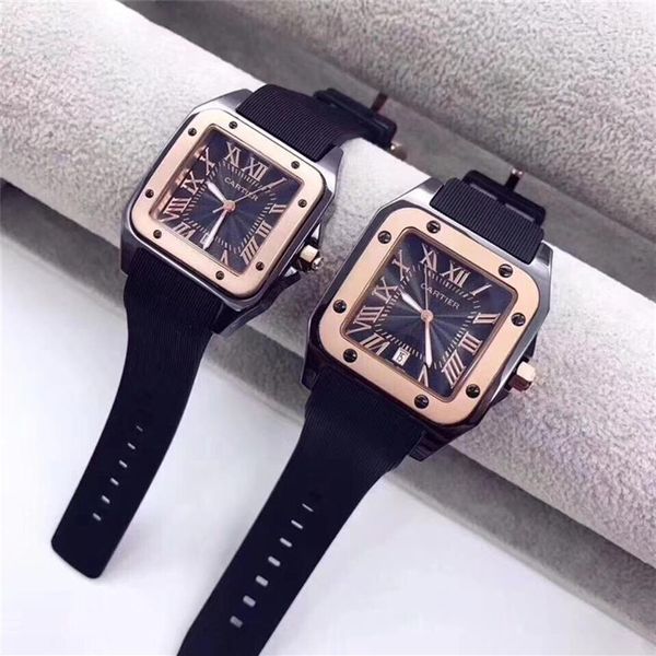 

2020 mens woman watches brand luxury business quartz watch stainless steel rubber strap clock men waterproof wristwatch reloje257c, Slivery;brown