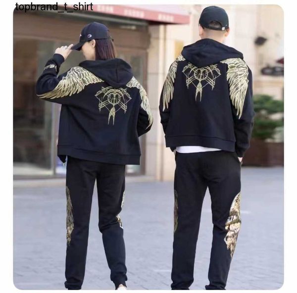 

men's hoodies sweatshirts winter couple designer boys embroidered wing loose men's women's streetwear coat hoodie, Black