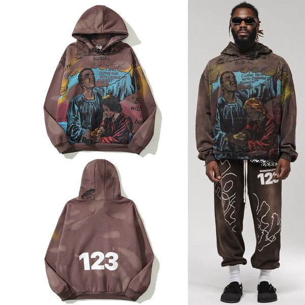 

hoode plus size doodle printed hip hop sweatshirts 23ss, Black;brown
