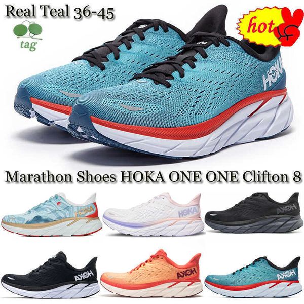 

authentic sports shoe hoka one clifton 8 men and women lightweight running shoes with cushioning breathable antiskid outdoor marathon casual, Black