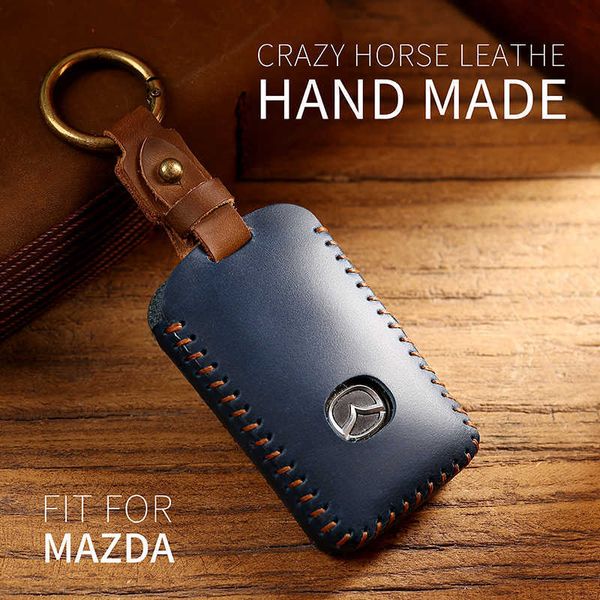 

car key genuine leather car key cover for mazda cx5 cx7 cx9 demio 3 2020 6 cx30 gh axela atezma6 handmade case auto accessories t221110