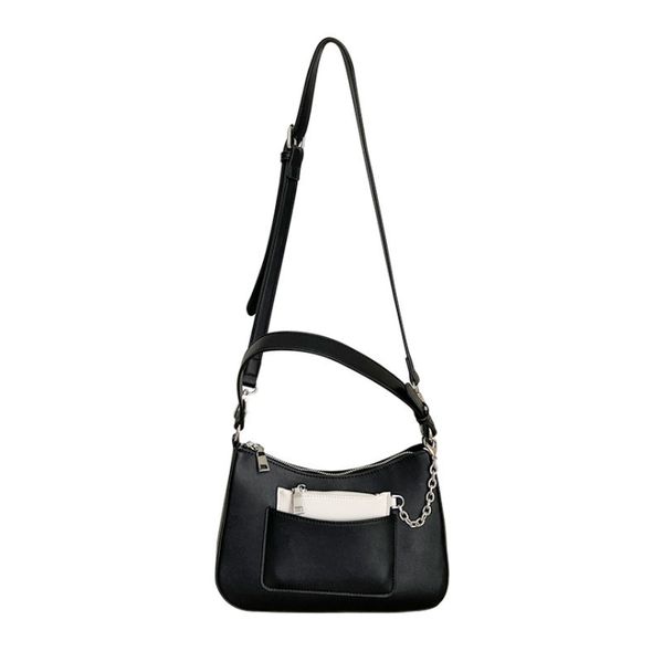 

2022 south korean version of the autumn and winter new diagonal cross bag hundred chain female bag fashion niche creative color contrast sin, Black;red