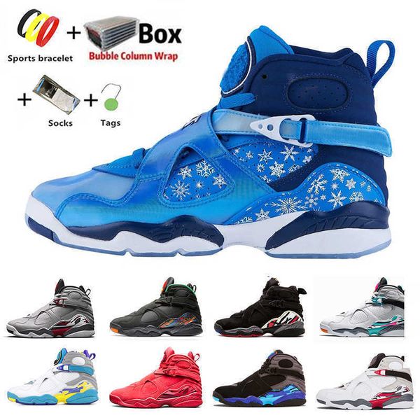 

colorful jumpman 8s mens basketball shoes  multi-color snowflake quai 54 three peat aqua men women chaussures trainers sports sneakers with, Black;white