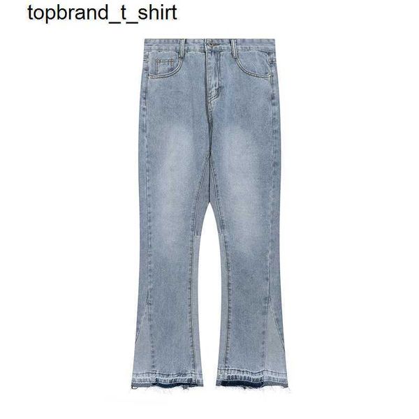 

men's jeans designer galery dept flare loose wash distressed stitching fashion streetwear pants, Blue