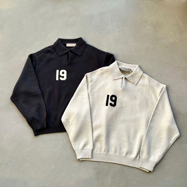 

2022 designer mens essential sweaters womens loose flocking embroidered polo neck knit essentials sweater autumn winter fashionable, White;black