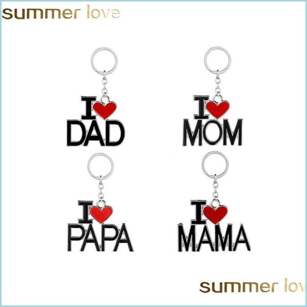 

key rings fashion family dad mom keychain accessories letter red heart love key chains rings jewelry for mother father valentine s g dhuq1, Slivery;golden