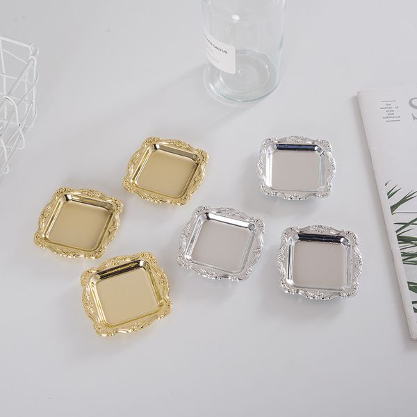 

mini gold storage tray bin silver cake fruit plate jewelry display plastic party sushi for home decor sauce dish 1223594