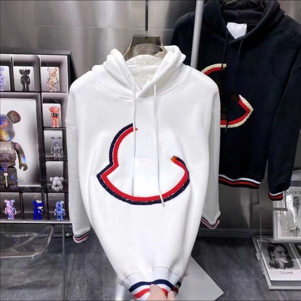 

sports hooded sweater mens sweatshirt designer hoodie men women wool sweaters classic embroidery winter warm pullover overcoat casual hoody, Black