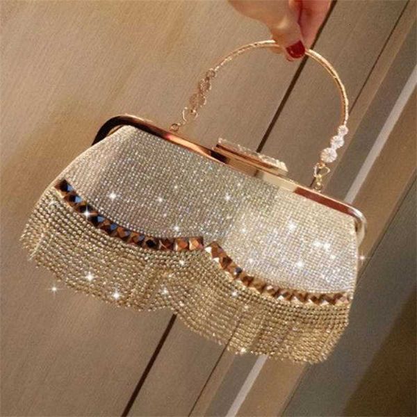 

direct sale new diamond fringed bag high-grade dress hand cross body banquet