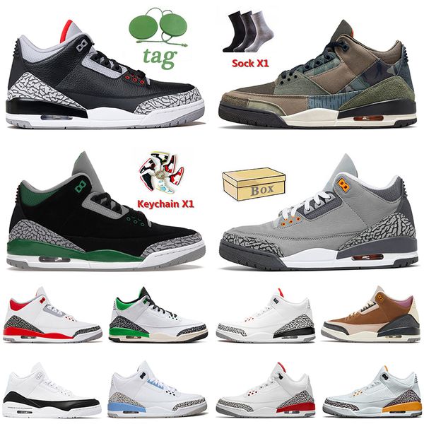 

high 2023 level quality basketball shoes jumpman 3 fashion designer patchwork camo 3s cool grey black cement laser orange cardinal red sport