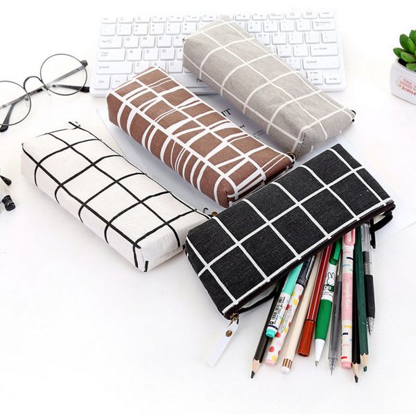 

square plaid pencil bags pen bag simple creative students pens case bags 1223574